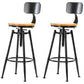 Black Metal Adjustable Height Bar Stool Solid Wood Armless Bar Stool