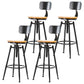 Black Metal Adjustable Height Bar Stool Solid Wood Armless Bar Stool