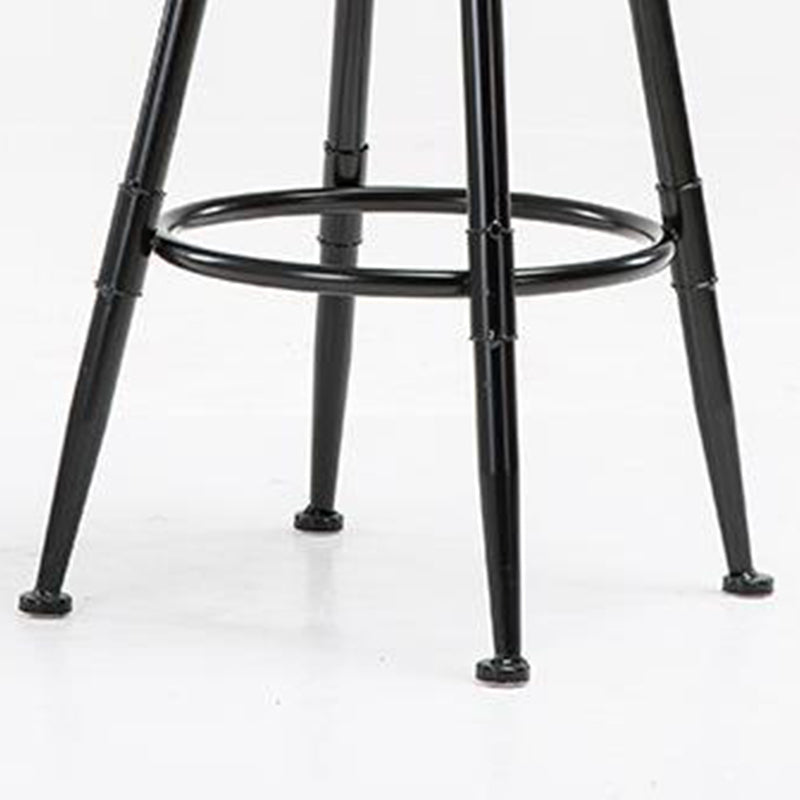 Black Metal Adjustable Height Bar Stool Solid Wood Armless Bar Stool