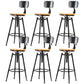 Black Metal Adjustable Height Bar Stool Solid Wood Armless Bar Stool