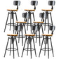 Black Metal Adjustable Height Bar Stool Solid Wood Armless Bar Stool