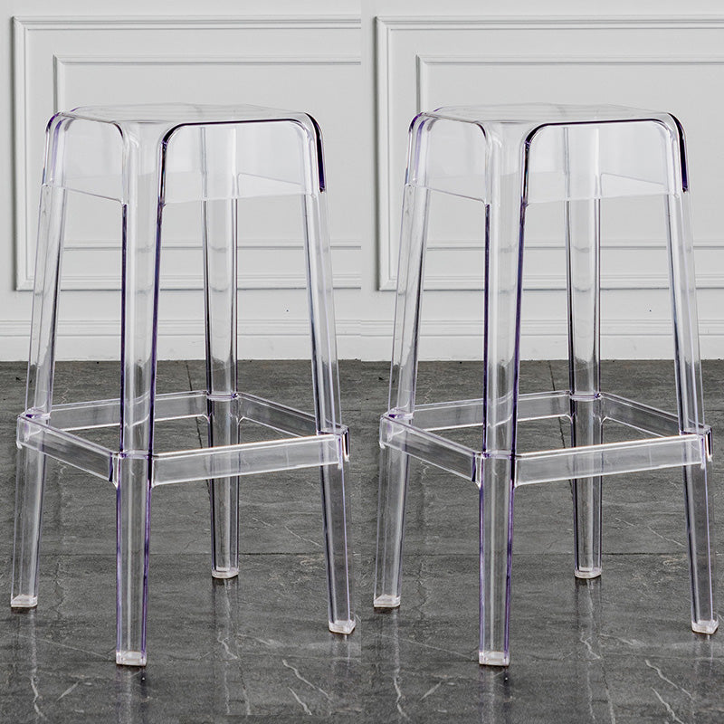 Contemporary Backless Bar-stool Plastic Counter Bar Stool with Plastic Legs for indoor Clear 2 Piece Set Clearhalo 'Bar Furniture' 'Bar Stools' 'bar_stools' 'furn' 'furn_bar_stools' 'Furniture' 'Kitchen & Dining Furniture' 6153134