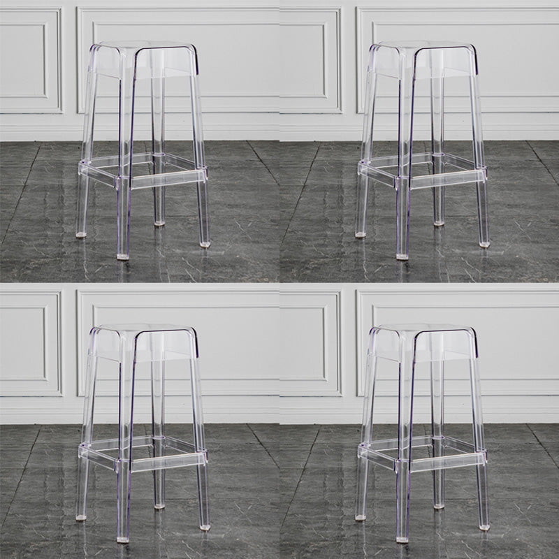 Contemporary Backless Bar-stool Plastic Counter Bar Stool with Plastic Legs for indoor Clear 4 Piece Set Clearhalo 'Bar Furniture' 'Bar Stools' 'bar_stools' 'furn' 'furn_bar_stools' 'Furniture' 'Kitchen & Dining Furniture' 6153135