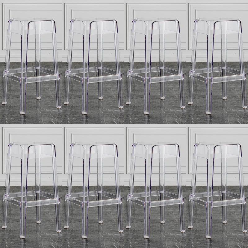 Contemporary Backless Bar-stool Plastic Counter Bar Stool with Plastic Legs for indoor Clear 8 Piece Set Clearhalo 'Bar Furniture' 'Bar Stools' 'bar_stools' 'furn' 'furn_bar_stools' 'Furniture' 'Kitchen & Dining Furniture' 6153139