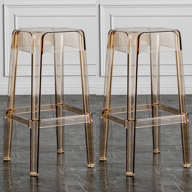Contemporary Backless Bar-stool Plastic Counter Bar Stool with Plastic Legs for indoor Amber 2 Piece Set Clearhalo 'Bar Furniture' 'Bar Stools' 'bar_stools' 'furn' 'furn_bar_stools' 'Furniture' 'Kitchen & Dining Furniture' 6153141