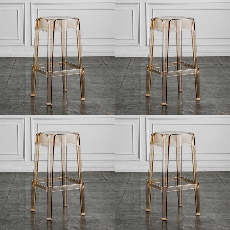 Contemporary Backless Bar-stool Plastic Counter Bar Stool with Plastic Legs for indoor Amber 4 Piece Set Clearhalo 'Bar Furniture' 'Bar Stools' 'bar_stools' 'furn' 'furn_bar_stools' 'Furniture' 'Kitchen & Dining Furniture' 6153143