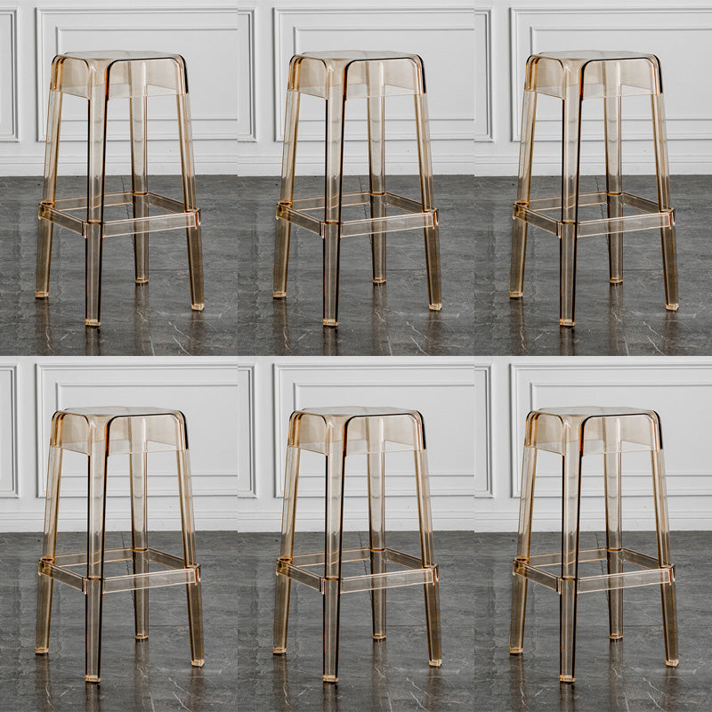 Contemporary Backless Bar-stool Plastic Counter Bar Stool with Plastic Legs for indoor Amber 6 Piece Set Clearhalo 'Bar Furniture' 'Bar Stools' 'bar_stools' 'furn' 'furn_bar_stools' 'Furniture' 'Kitchen & Dining Furniture' 6153146
