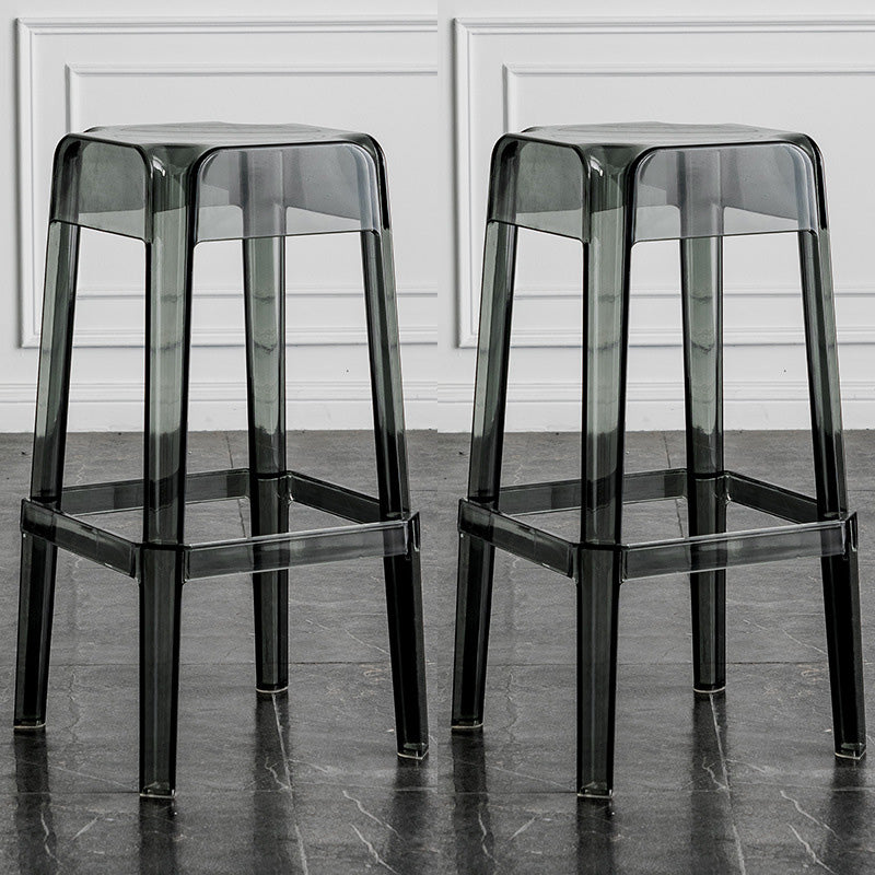Contemporary Backless Bar-stool Plastic Counter Bar Stool with Plastic Legs for indoor Smoke Gray 2 Piece Set Clearhalo 'Bar Furniture' 'Bar Stools' 'bar_stools' 'furn' 'furn_bar_stools' 'Furniture' 'Kitchen & Dining Furniture' 6153149