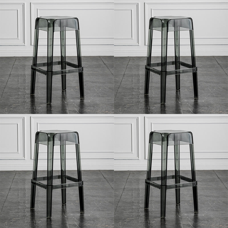 Contemporary Backless Bar-stool Plastic Counter Bar Stool with Plastic Legs for indoor Smoke Gray 4 Piece Set Clearhalo 'Bar Furniture' 'Bar Stools' 'bar_stools' 'furn' 'furn_bar_stools' 'Furniture' 'Kitchen & Dining Furniture' 6153152