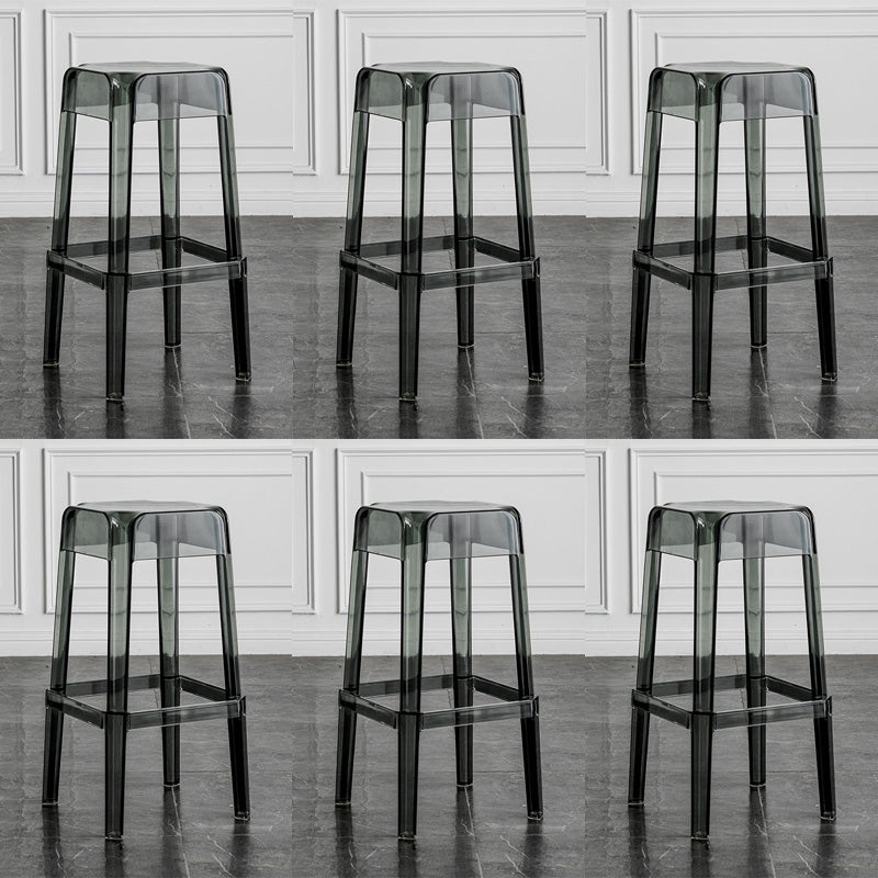 Contemporary Backless Bar-stool Plastic Counter Bar Stool with Plastic Legs for indoor Smoke Gray 6 Piece Set Clearhalo 'Bar Furniture' 'Bar Stools' 'bar_stools' 'furn' 'furn_bar_stools' 'Furniture' 'Kitchen & Dining Furniture' 6153154