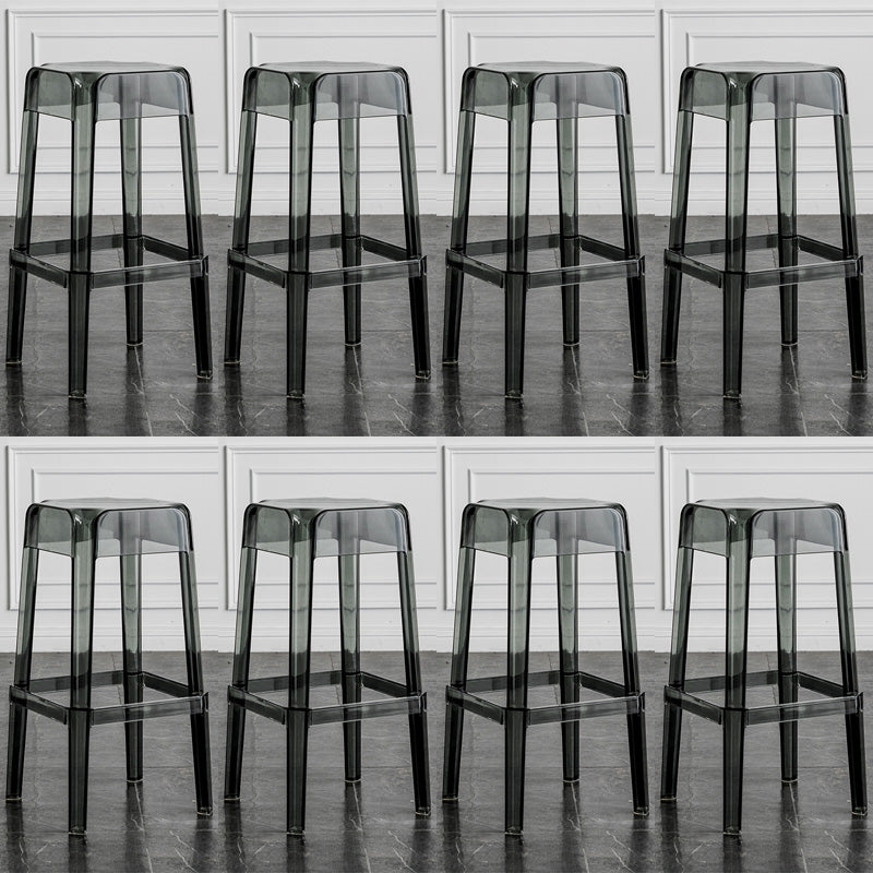 Contemporary Backless Bar-stool Plastic Counter Bar Stool with Plastic Legs for indoor Smoke Gray 8 Piece Set Clearhalo 'Bar Furniture' 'Bar Stools' 'bar_stools' 'furn' 'furn_bar_stools' 'Furniture' 'Kitchen & Dining Furniture' 6153156