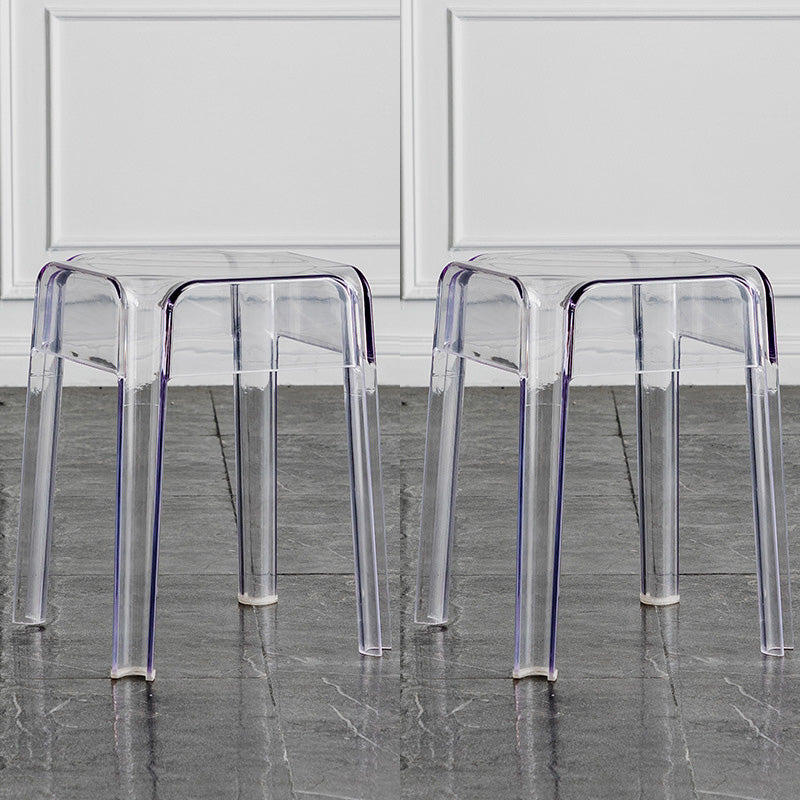 Contemporary Backless Bar-stool Plastic Counter Bar Stool with Plastic Legs for indoor Clear 2 Piece Set Short Stool(18"H) Clearhalo 'Bar Furniture' 'Bar Stools' 'bar_stools' 'furn' 'furn_bar_stools' 'Furniture' 'Kitchen & Dining Furniture' 6153157
