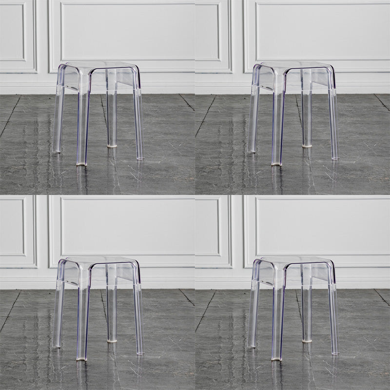 Contemporary Backless Bar-stool Plastic Counter Bar Stool with Plastic Legs for indoor Clear 4 Piece Set Short Stool(18"H) Clearhalo 'Bar Furniture' 'Bar Stools' 'bar_stools' 'furn' 'furn_bar_stools' 'Furniture' 'Kitchen & Dining Furniture' 6153159