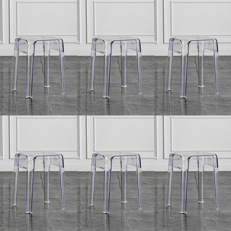 Contemporary Backless Bar-stool Plastic Counter Bar Stool with Plastic Legs for indoor Clear 6 Piece Set Short Stool(18"H) Clearhalo 'Bar Furniture' 'Bar Stools' 'bar_stools' 'furn' 'furn_bar_stools' 'Furniture' 'Kitchen & Dining Furniture' 6153162