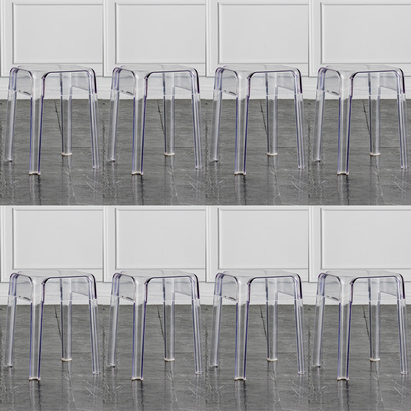 Contemporary Backless Bar-stool Plastic Counter Bar Stool with Plastic Legs for indoor Clear 8 Piece Set Short Stool(18"H) Clearhalo 'Bar Furniture' 'Bar Stools' 'bar_stools' 'furn' 'furn_bar_stools' 'Furniture' 'Kitchen & Dining Furniture' 6153163