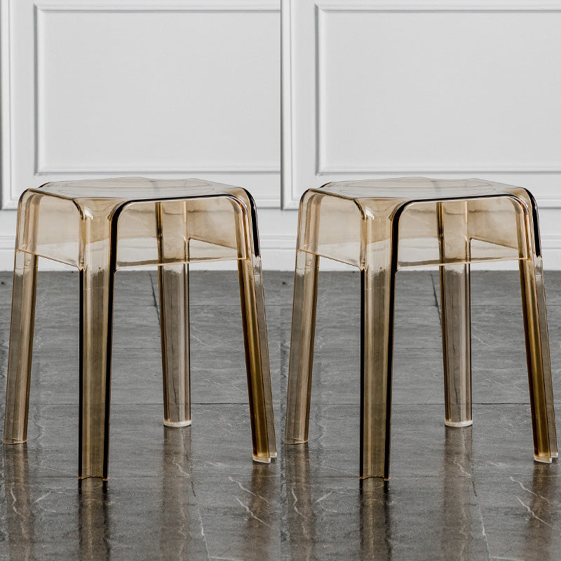Contemporary Backless Bar-stool Plastic Counter Bar Stool with Plastic Legs for indoor Amber 2 Piece Set Short Stool(18"H) Clearhalo 'Bar Furniture' 'Bar Stools' 'bar_stools' 'furn' 'furn_bar_stools' 'Furniture' 'Kitchen & Dining Furniture' 6153164
