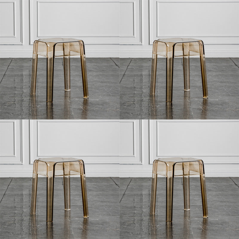 Contemporary Backless Bar-stool Plastic Counter Bar Stool with Plastic Legs for indoor Amber 4 Piece Set Short Stool(18"H) Clearhalo 'Bar Furniture' 'Bar Stools' 'bar_stools' 'furn' 'furn_bar_stools' 'Furniture' 'Kitchen & Dining Furniture' 6153165