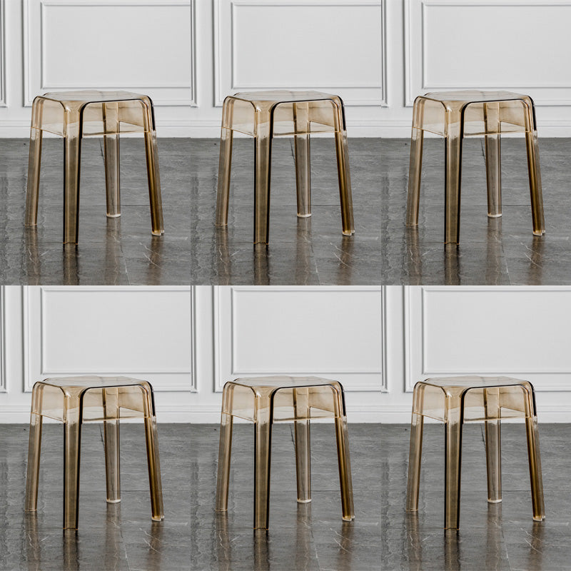 Contemporary Backless Bar-stool Plastic Counter Bar Stool with Plastic Legs for indoor Amber 6 Piece Set Short Stool(18"H) Clearhalo 'Bar Furniture' 'Bar Stools' 'bar_stools' 'furn' 'furn_bar_stools' 'Furniture' 'Kitchen & Dining Furniture' 6153166