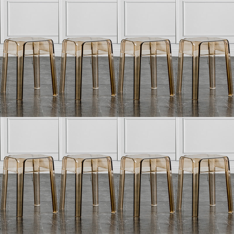 Contemporary Backless Bar-stool Plastic Counter Bar Stool with Plastic Legs for indoor Amber 8 Piece Set Short Stool(18"H) Clearhalo 'Bar Furniture' 'Bar Stools' 'bar_stools' 'furn' 'furn_bar_stools' 'Furniture' 'Kitchen & Dining Furniture' 6153167