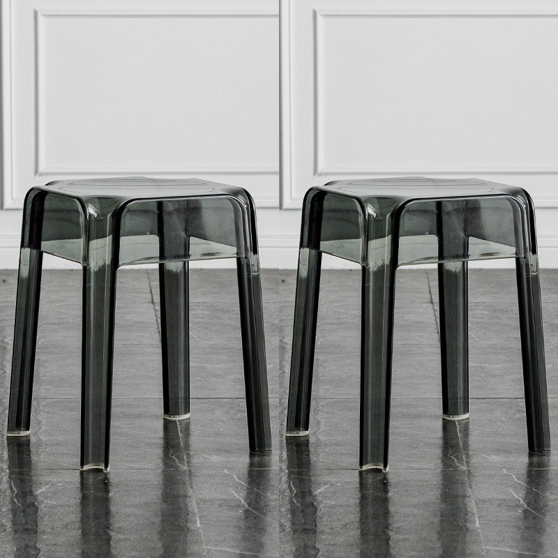 Contemporary Backless Bar-stool Plastic Counter Bar Stool with Plastic Legs for indoor Smoke Gray 2 Piece Set Short Stool(18"H) Clearhalo 'Bar Furniture' 'Bar Stools' 'bar_stools' 'furn' 'furn_bar_stools' 'Furniture' 'Kitchen & Dining Furniture' 6153168