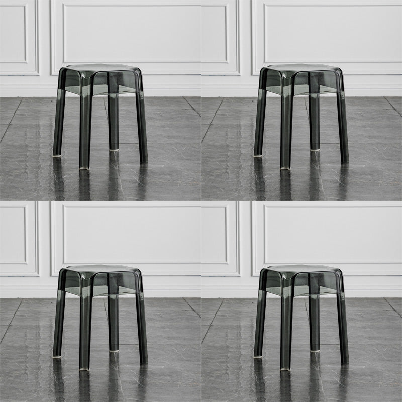 Contemporary Backless Bar-stool Plastic Counter Bar Stool with Plastic Legs for indoor Smoke Gray 4 Piece Set Short Stool(18"H) Clearhalo 'Bar Furniture' 'Bar Stools' 'bar_stools' 'furn' 'furn_bar_stools' 'Furniture' 'Kitchen & Dining Furniture' 6153169