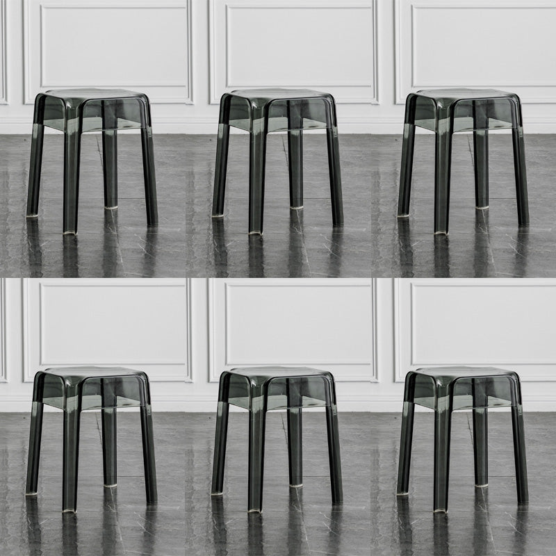 Contemporary Backless Bar-stool Plastic Counter Bar Stool with Plastic Legs for indoor Smoke Gray 6 Piece Set Short Stool(18"H) Clearhalo 'Bar Furniture' 'Bar Stools' 'bar_stools' 'furn' 'furn_bar_stools' 'Furniture' 'Kitchen & Dining Furniture' 6153170