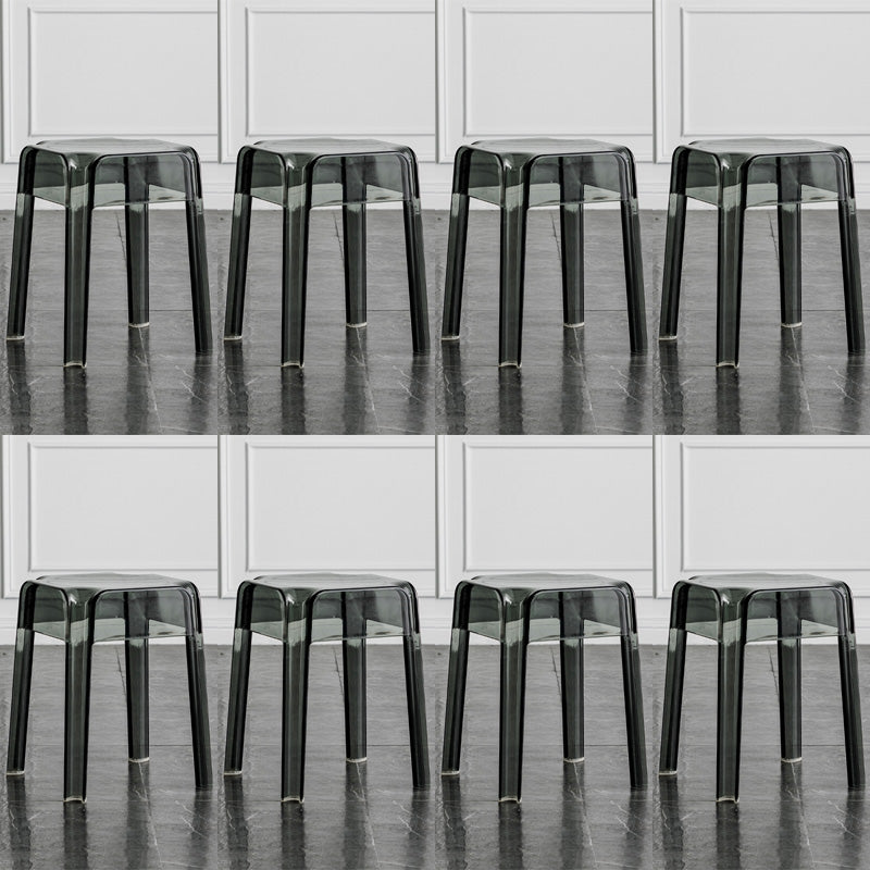 Contemporary Backless Bar-stool Plastic Counter Bar Stool with Plastic Legs for indoor Smoke Gray 8 Piece Set Short Stool(18"H) Clearhalo 'Bar Furniture' 'Bar Stools' 'bar_stools' 'furn' 'furn_bar_stools' 'Furniture' 'Kitchen & Dining Furniture' 6153171