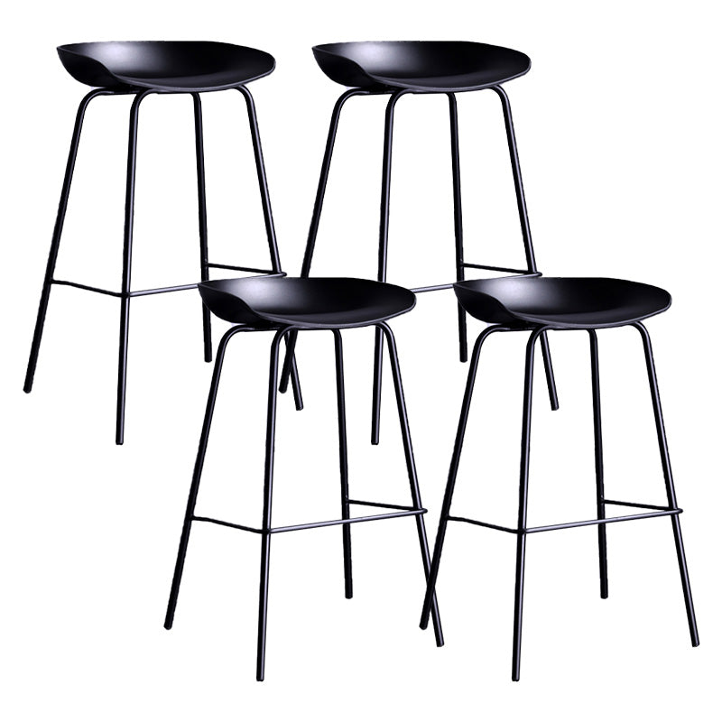 Contemporary Armless Low Backrest Counter Stool Iron Bar Stool with Footrest Black 4 Piece Set Clearhalo 'Bar Furniture' 'Bar Stools' 'bar_stools' 'furn' 'furn_bar_stools' 'Furniture' 'Kitchen & Dining Furniture' 6153178