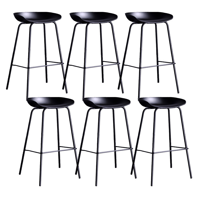 Contemporary Armless Low Backrest Counter Stool Iron Bar Stool with Footrest Black 6 Piece Set Clearhalo 'Bar Furniture' 'Bar Stools' 'bar_stools' 'furn' 'furn_bar_stools' 'Furniture' 'Kitchen & Dining Furniture' 6153179