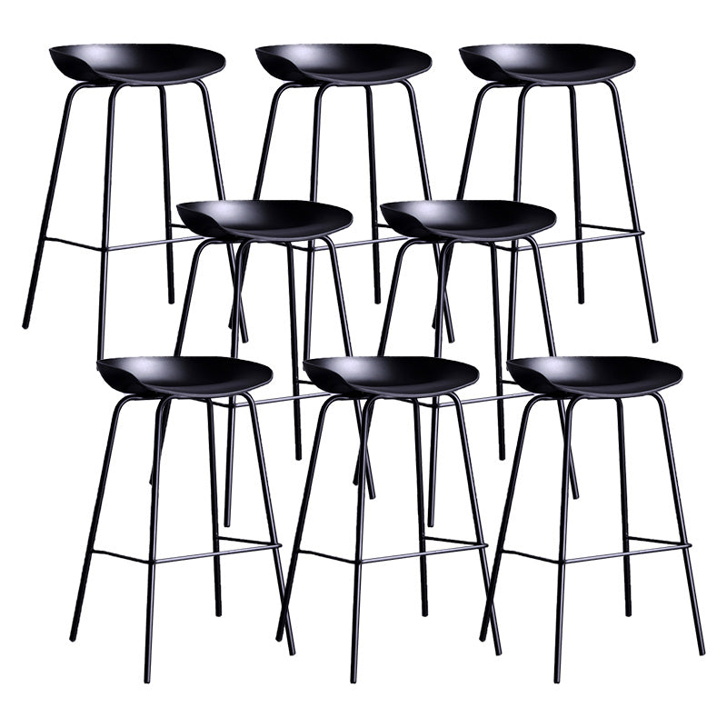 Contemporary Armless Low Backrest Counter Stool Iron Bar Stool with Footrest Black 8 Piece Set Clearhalo 'Bar Furniture' 'Bar Stools' 'bar_stools' 'furn' 'furn_bar_stools' 'Furniture' 'Kitchen & Dining Furniture' 6153182