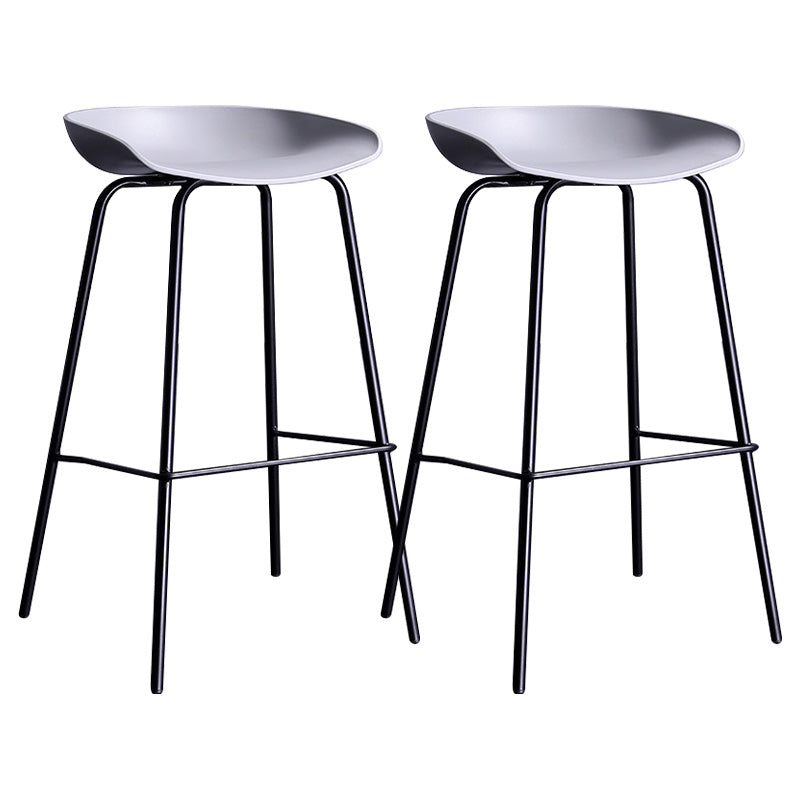 Contemporary Armless Low Backrest Counter Stool Iron Bar Stool with Footrest Grey 2 Piece Set Clearhalo 'Bar Furniture' 'Bar Stools' 'bar_stools' 'furn' 'furn_bar_stools' 'Furniture' 'Kitchen & Dining Furniture' 6153183