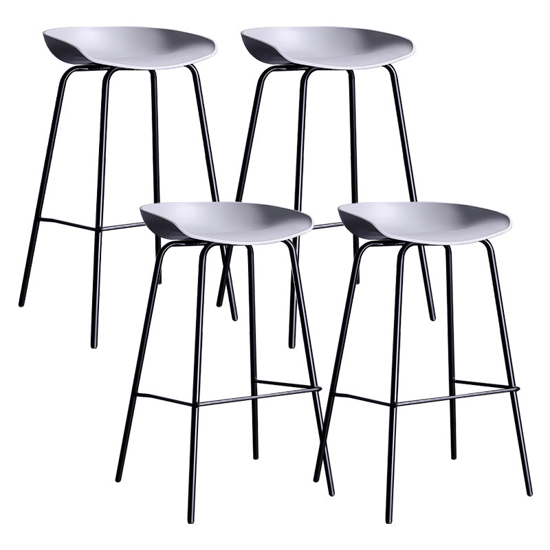 Contemporary Armless Low Backrest Counter Stool Iron Bar Stool with Footrest Grey 4 Piece Set Clearhalo 'Bar Furniture' 'Bar Stools' 'bar_stools' 'furn' 'furn_bar_stools' 'Furniture' 'Kitchen & Dining Furniture' 6153185