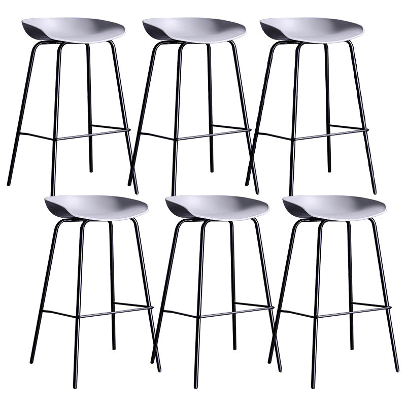 Contemporary Armless Low Backrest Counter Stool Iron Bar Stool with Footrest Grey 6 Piece Set Clearhalo 'Bar Furniture' 'Bar Stools' 'bar_stools' 'furn' 'furn_bar_stools' 'Furniture' 'Kitchen & Dining Furniture' 6153188
