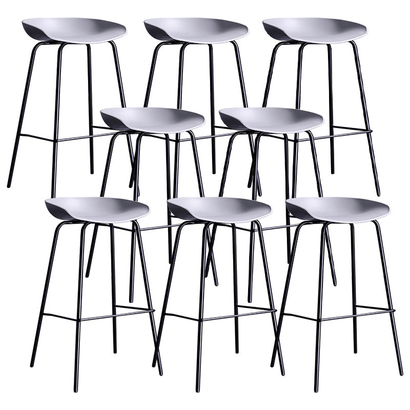 Contemporary Armless Low Backrest Counter Stool Iron Bar Stool with Footrest Grey 8 Piece Set Clearhalo 'Bar Furniture' 'Bar Stools' 'bar_stools' 'furn' 'furn_bar_stools' 'Furniture' 'Kitchen & Dining Furniture' 6153190