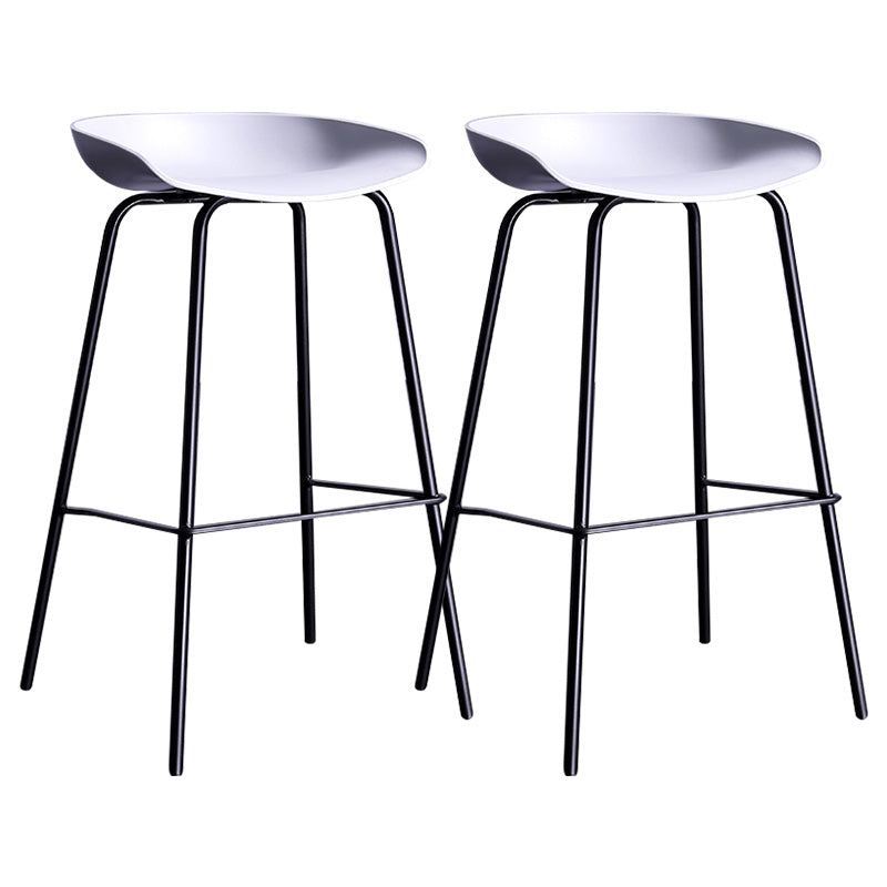 Contemporary Armless Low Backrest Counter Stool Iron Bar Stool with Footrest White 2 Piece Set Clearhalo 'Bar Furniture' 'Bar Stools' 'bar_stools' 'furn' 'furn_bar_stools' 'Furniture' 'Kitchen & Dining Furniture' 6153192