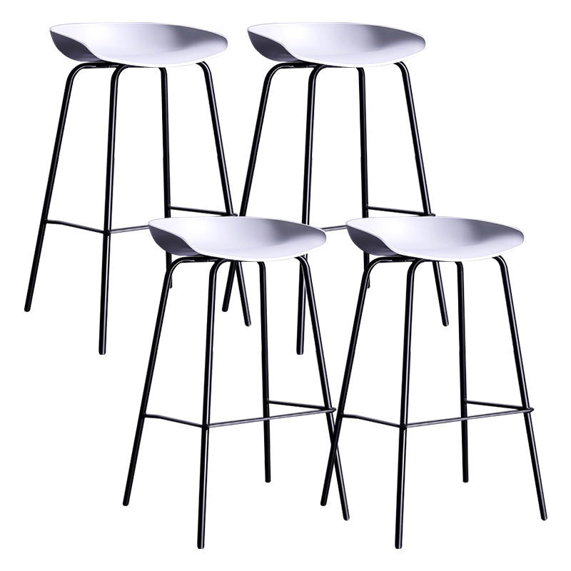 Contemporary Armless Low Backrest Counter Stool Iron Bar Stool with Footrest White 4 Piece Set Clearhalo 'Bar Furniture' 'Bar Stools' 'bar_stools' 'furn' 'furn_bar_stools' 'Furniture' 'Kitchen & Dining Furniture' 6153193