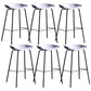 Contemporary Armless Low Backrest Counter Stool Iron Bar Stool with Footrest White 6 Piece Set Clearhalo 'Bar Furniture' 'Bar Stools' 'bar_stools' 'furn' 'furn_bar_stools' 'Furniture' 'Kitchen & Dining Furniture' 6153195