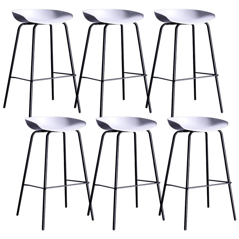 Contemporary Armless Low Backrest Counter Stool Iron Bar Stool with Footrest White 6 Piece Set Clearhalo 'Bar Furniture' 'Bar Stools' 'bar_stools' 'furn' 'furn_bar_stools' 'Furniture' 'Kitchen & Dining Furniture' 6153195