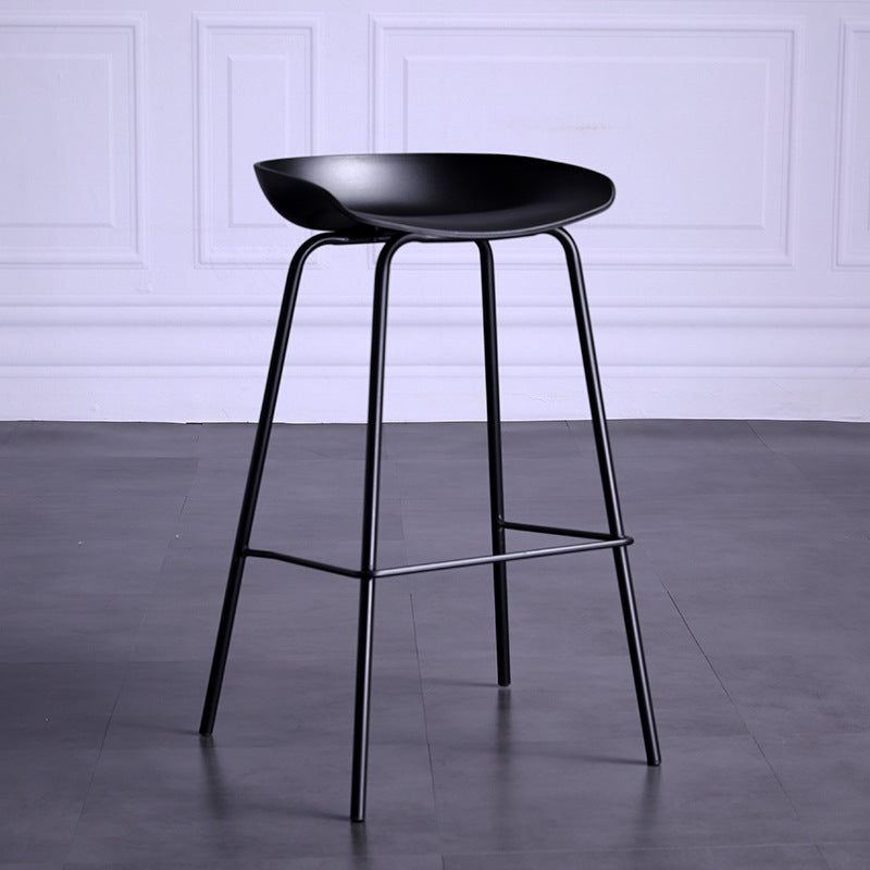 Contemporary Armless Low Backrest Counter Stool Iron Bar Stool with Footrest Clearhalo 'Bar Furniture' 'Bar Stools' 'bar_stools' 'furn' 'furn_bar_stools' 'Furniture' 'Kitchen & Dining Furniture' 6153196