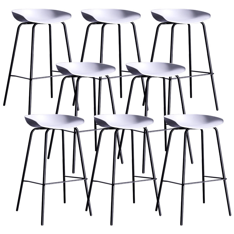 Contemporary Armless Low Backrest Counter Stool Iron Bar Stool with Footrest White 8 Piece Set Clearhalo 'Bar Furniture' 'Bar Stools' 'bar_stools' 'furn' 'furn_bar_stools' 'Furniture' 'Kitchen & Dining Furniture' 6153197