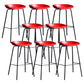 Contemporary Armless Low Backrest Counter Stool Iron Bar Stool with Footrest Red 8 Piece Set Clearhalo 'Bar Furniture' 'Bar Stools' 'bar_stools' 'furn' 'furn_bar_stools' 'Furniture' 'Kitchen & Dining Furniture' 6153203