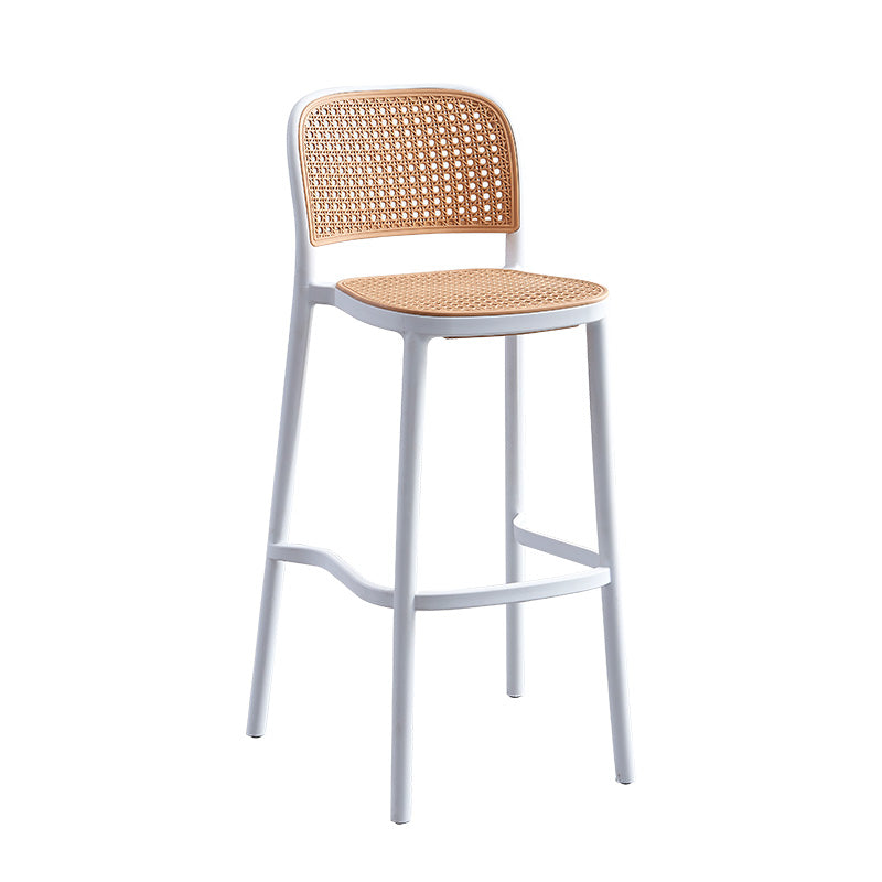 Scandinavian Bar Height Low Back Stool Plastic Bar Stool in White and Black