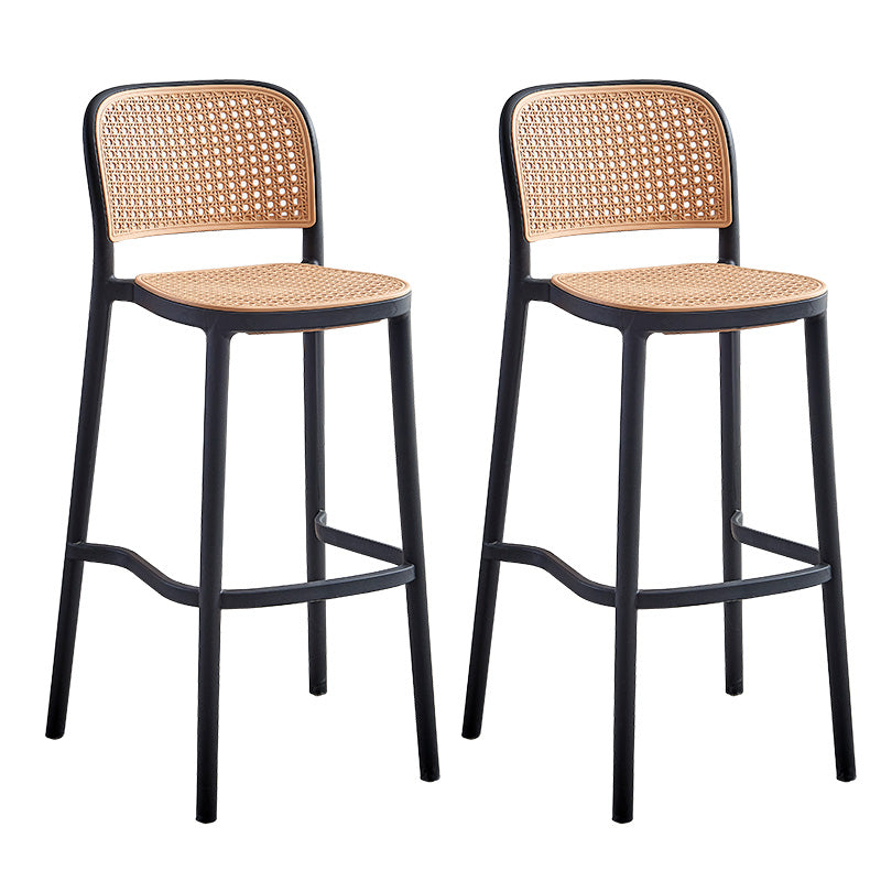 Scandinavian Bar Height Low Back Stool Plastic Bar Stool in White and Black