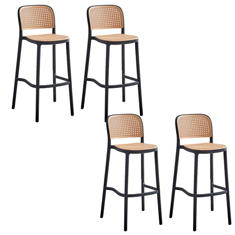 Scandinavian Bar Height Low Back Stool Plastic Bar Stool in White and Black