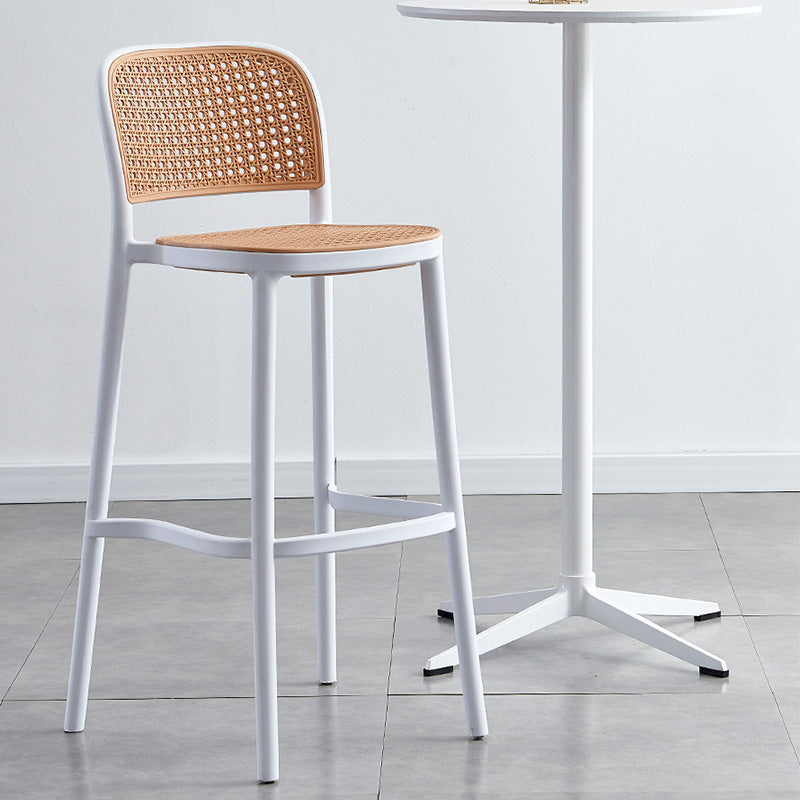 Scandinavian Bar Height Low Back Stool Plastic Bar Stool in White and Black