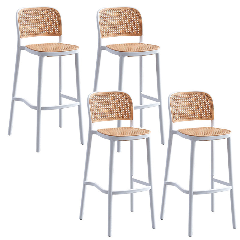 Scandinavian Bar Height Low Back Stool Plastic Bar Stool in White and Black