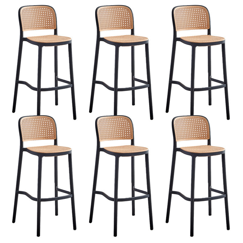 Scandinavian Bar Height Low Back Stool Plastic Bar Stool in White and Black