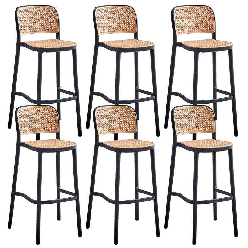 Scandinavian Bar Height Low Back Stool Plastic Bar Stool in White and Black