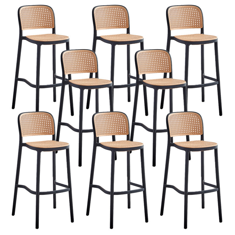Scandinavian Bar Height Low Back Stool Plastic Bar Stool in White and Black