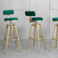 Contemporary Iron Adjustable Height Bar Stool Upholstered Bar Stool with Footrest